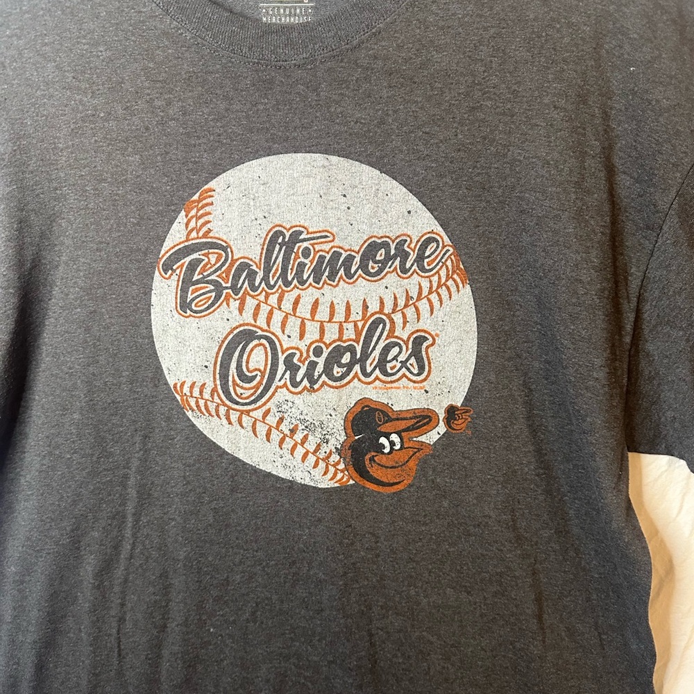 MLB Baltimore Orioles Baseball Graphic T-Shirt Gray XL Genuine Merchandise - Picture 2 of 5